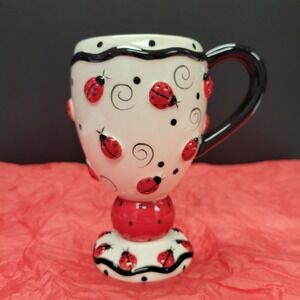 Burton+Burton Ladybug Raised Relief 2005 Pedestal Mug